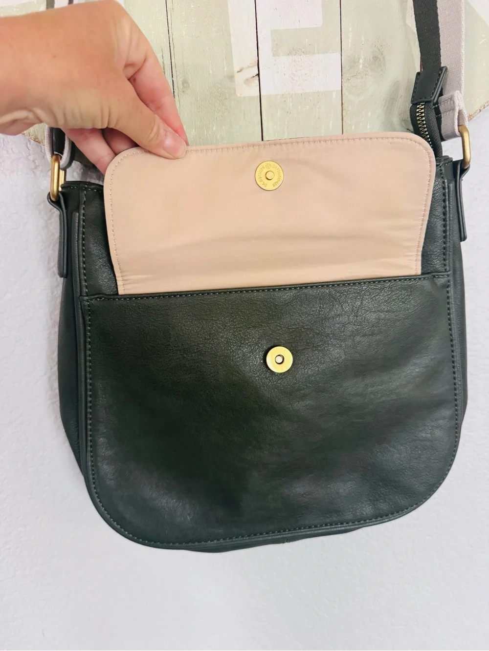sonoma green crossbody faux leather hobo bag